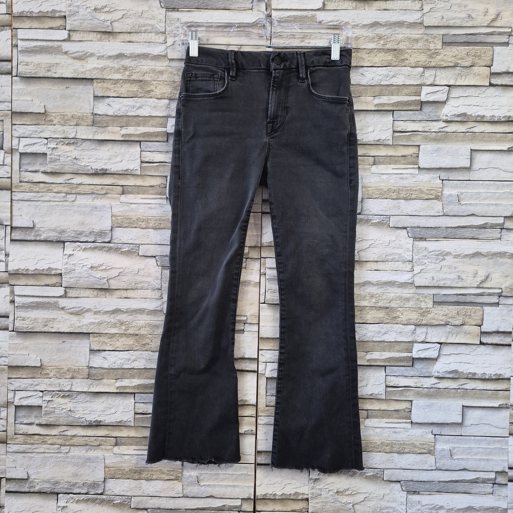 ​FRAME Le Crop Mini Boot Jeans Women's Size 25 Grey Wash Raw Hem Stretch Casual